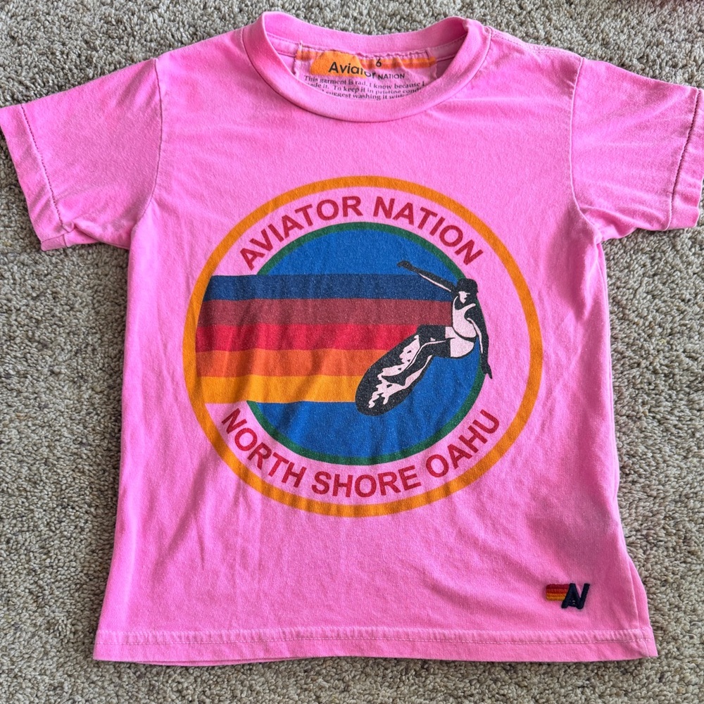 Aviator Nation Pink Retro Sunset Short Sleeve Tee